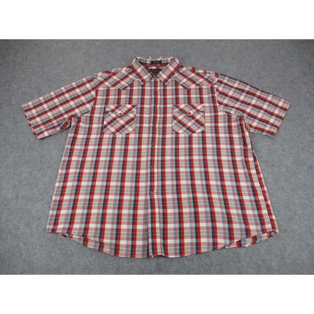 Pendleton Shirt Mens 2XL XXL Red White Frontier Plaid Button Up Pockets Relaxed